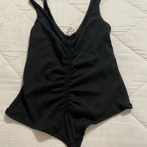 black ruched body suit, size xs